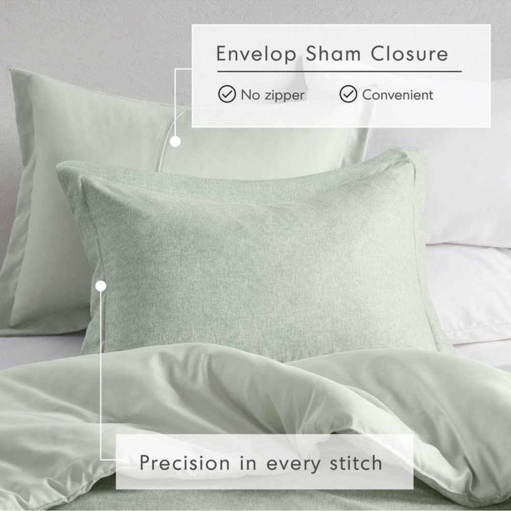 New OEKO-TEX Certified Twin/Twin Extra Long Camden Comforter Set Sage Green - Picture 3 of 8